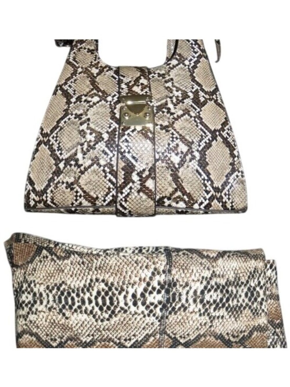 Python Vegan Leather Handbag and matching leggings size small with inseam 28